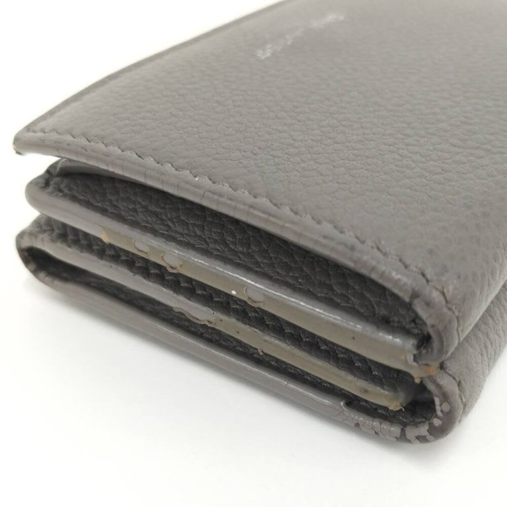 Saint Laurent Compact Wallet Trifold Wallet Leather Gray - Picture 5 of 9